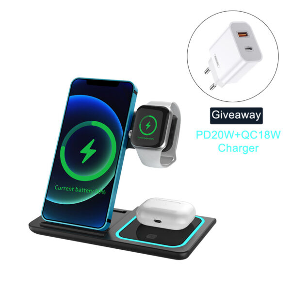 3‑in‑1 Phone Watch Headset Wireless Charger Folding Stand - Image 3